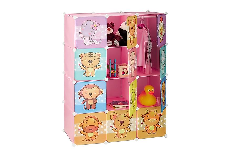 relaxdays Kinderkleiderschrank Steckregal Kinderzimmer mit Motiv Pink günstig online kaufen
