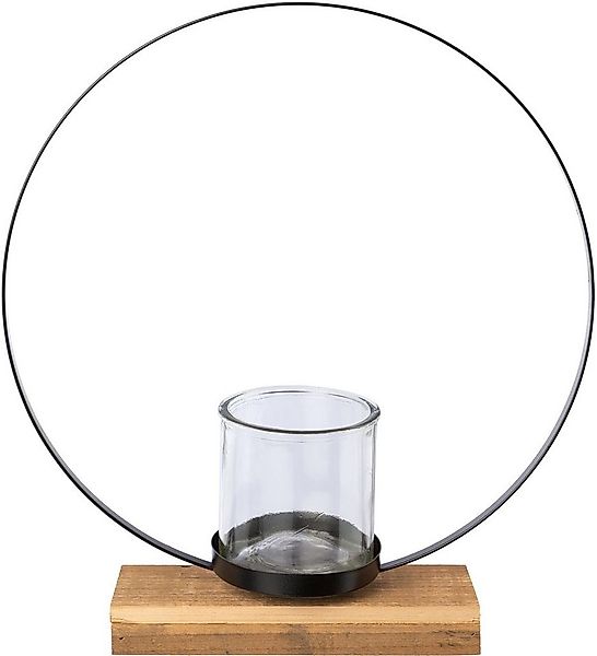 Creativ deco Teelichthalter (1 St), auf edlem Holzfuß, Höhe ca. 39 cm günstig online kaufen
