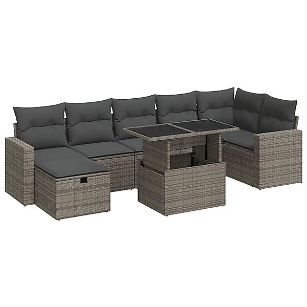 vidaXL 8-Tlg Garten-Sofagarnitur mit Kissen Grau Poly Rattan 3327830 günstig online kaufen