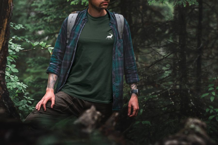 Baddery Print-Shirt Jäger T-Shirt: "Walking Deer" günstig online kaufen