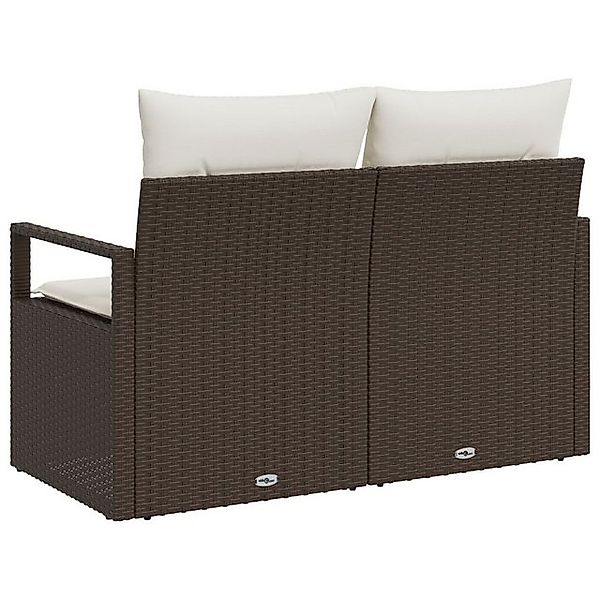 vidaXL Loungesofa Gartensofa 2-Sitzer mit Kissen Braun Poly Rattan, 1 Teile günstig online kaufen