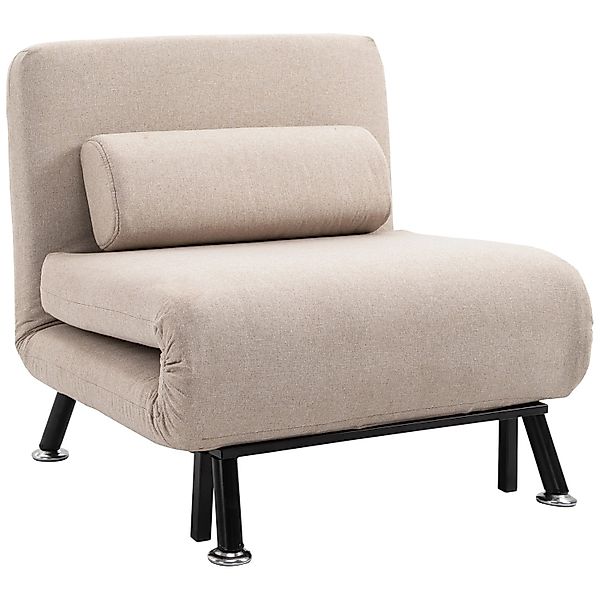 HOMCOM Schlafsessel Stahl Polyester Beige 75L x 70B x 75H cm günstig online kaufen