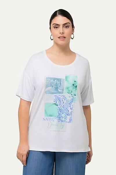 Ulla Popken Rundhalsshirt T-Shirt Patchmotiv Ziersteine Rundhals Halbarm günstig online kaufen