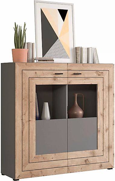 INOSIGN Highboard "Aalborg, Höhe 117cm, 2 Glastüren, 6 Fächer, 2-farbig, Me günstig online kaufen