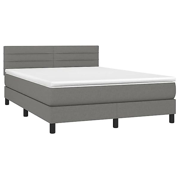vidaXL Boxspringbett mit Matratze & LED Dunkelgrau 140x200 cm Stoff 3133238 günstig online kaufen
