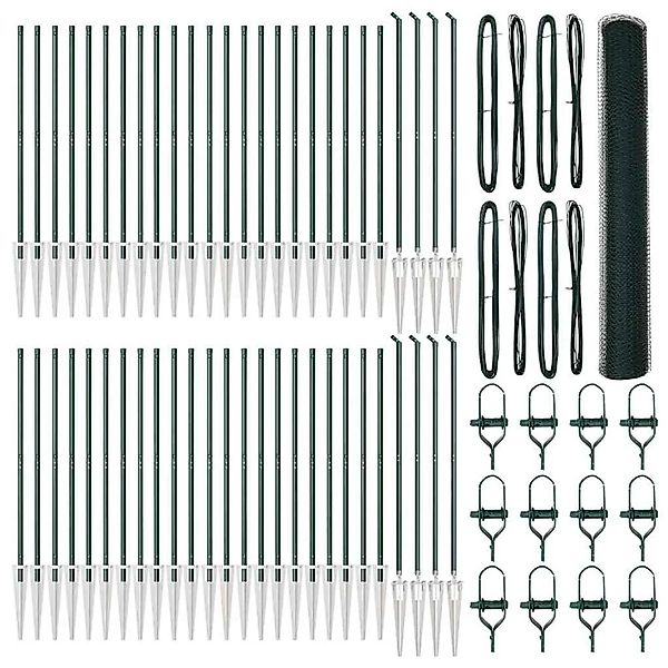 vidaXL Zaunpfosten Grün 100 x 1,2 m 25 mm Netz Stahl und PVC 3353171 günstig online kaufen
