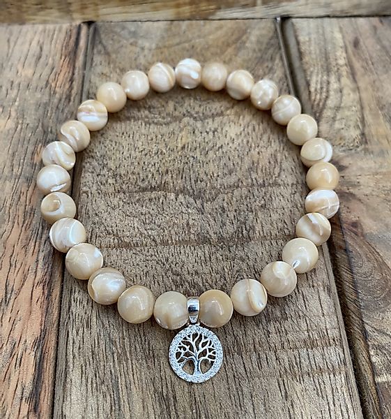 NAHLE Perlenarmband Silber Lebensbaum Perlmutt Naturstein günstig online kaufen
