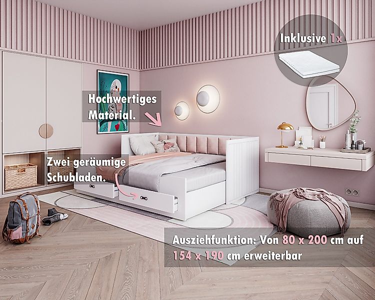 AJKmeble Funktionsbett mit zwei Schubladen und günstig online kaufen