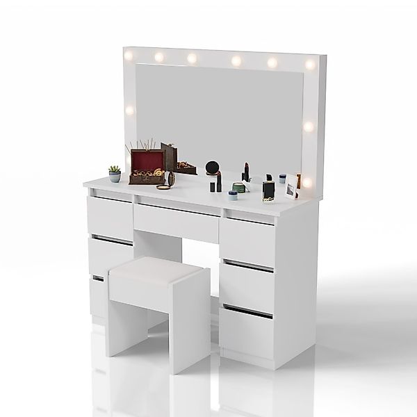 Juskys Schminktisch Lilia (2-St), LED-Beleuchtung, 3 günstig online kaufen