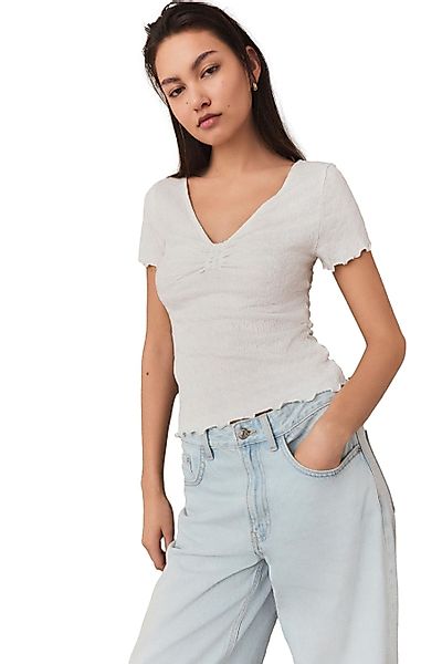 Next T-Shirt Strukturiertes T-Shirt mit V-Ausschnitt günstig online kaufen