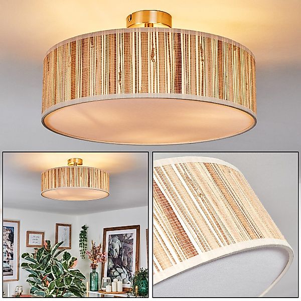 hofstein Deckenleuchte Deckenlampe aus Metall/Seegras/Stoff/Kunststoff in günstig online kaufen