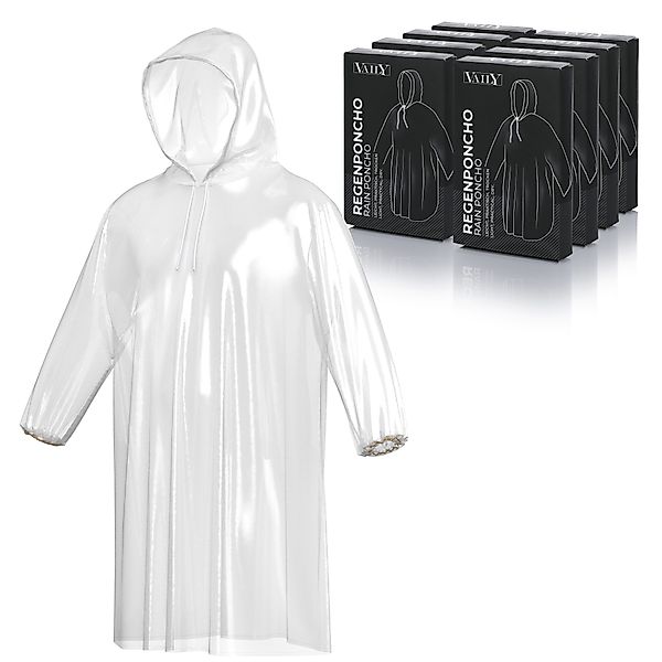 Vaily Regenponcho Einweg-Regenjacke 8er Pack Transparentes günstig online kaufen