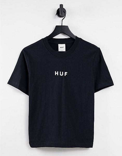 HUF – Lässiges T-Shirt mit Logo vorne-Schwarz günstig online kaufen