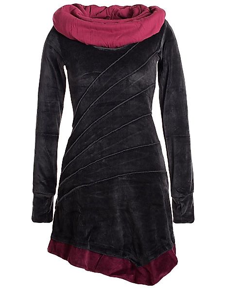 Vishes Zipfelkleid Asymmetrisches Patchwork Samtkleid Schalkragen günstig online kaufen