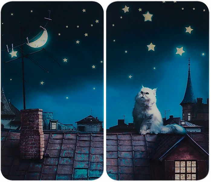 WENKO Herd-Abdeckplatte "Universal Modell Moon Cat", (Set, 2 tlg.), Herdabd günstig online kaufen