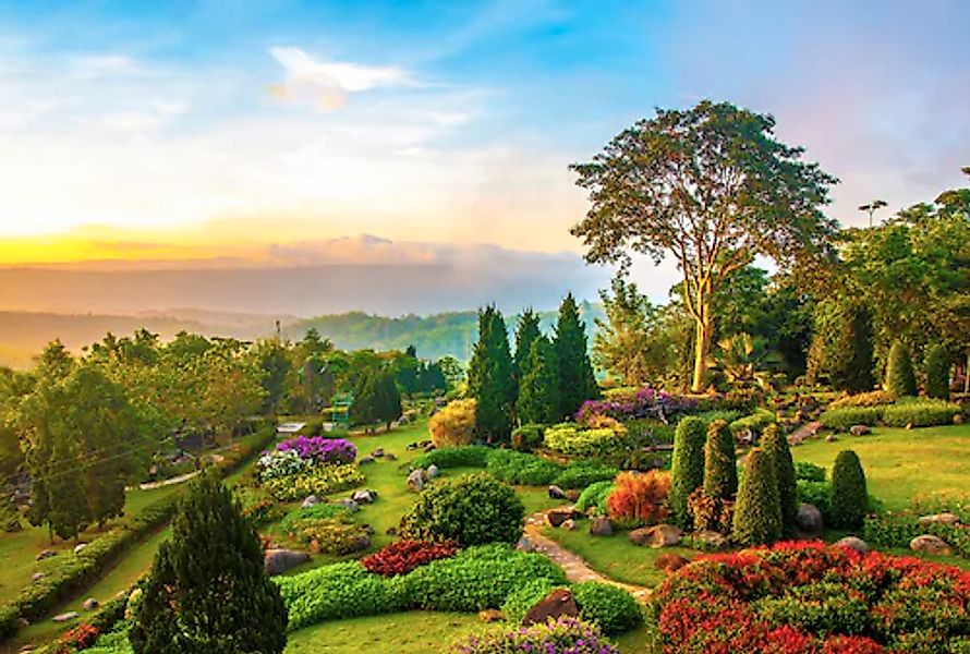 Papermoon Fototapete »GARTEN-BLUMEN BÄUME PFLANZEN PARK STEINE WALD BLÜTEN« günstig online kaufen