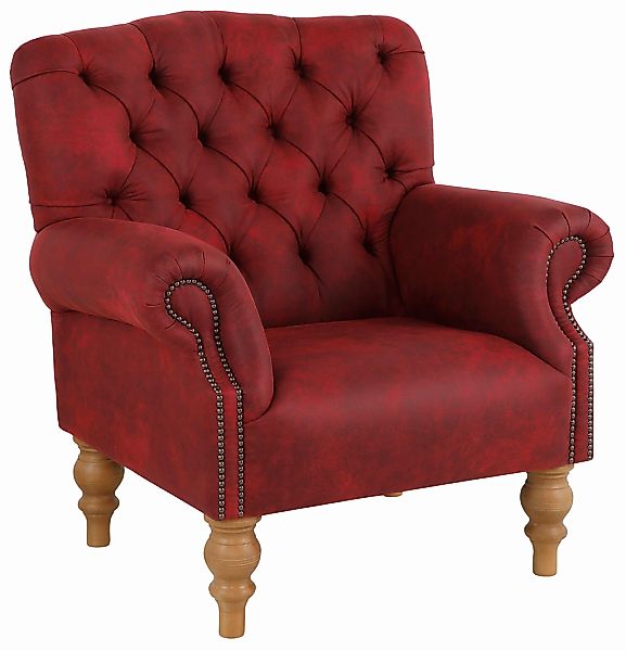 Home affaire Sessel "Lord", mit echter Chesterfield-Knopfheftung und Ziernä günstig online kaufen