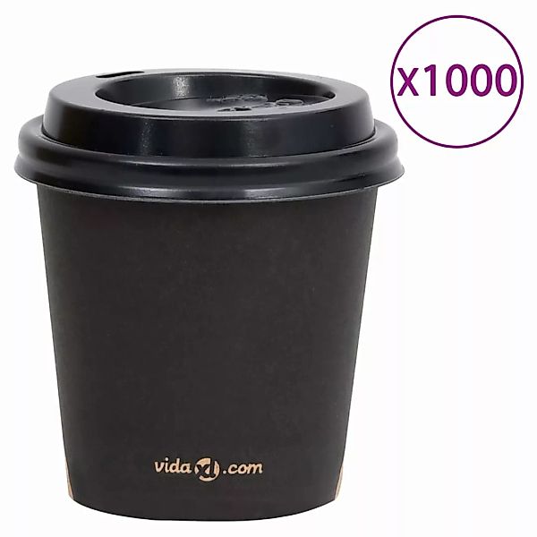 Kaffee-pappbecher Mit Deckeln 1000 Stk. 120 Ml Schwarz günstig online kaufen