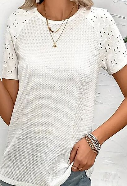CHENIN Kurzarmhemd Damen Jacquard stricken durchbrochene Spitze Spleißen ku günstig online kaufen