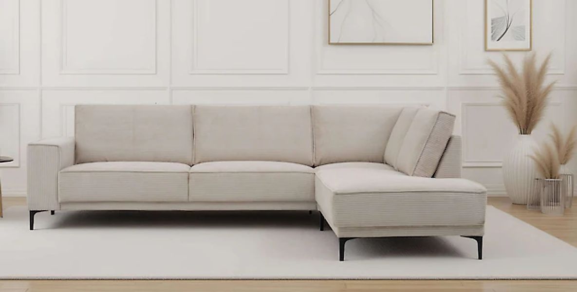 PLACES OF STYLE Ecksofa »Polsterecke Oland, Struktur, Flachgewebe, Luxus-Mi günstig online kaufen