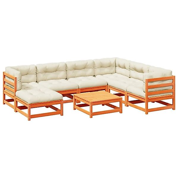 vidaXL 8-Tlg Garten-Sofagarnitur mit Kissen Wachsbraun Kiefernholz 3299557 günstig online kaufen