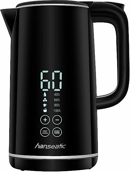 Hanseatic Wasserkocher "HWK172200DBD, mit Temperaturvorwahl" 1,7 l 2200 W W günstig online kaufen