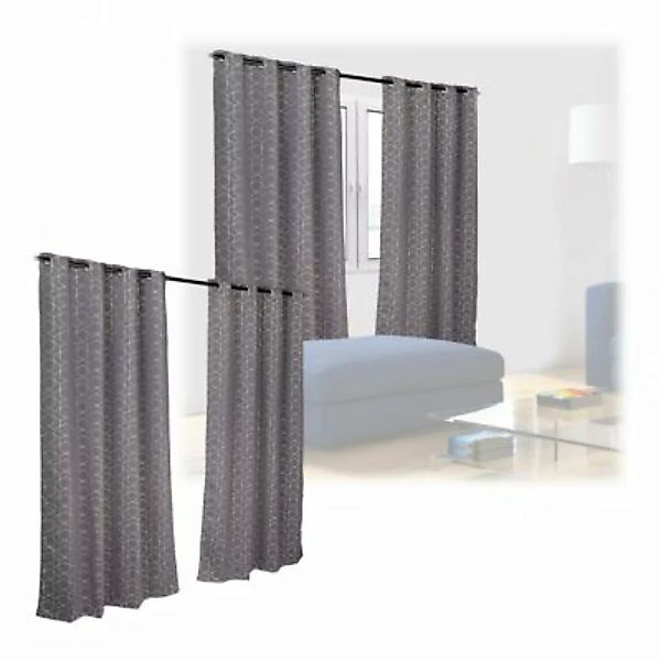 relaxdays 4 x Vorhang mit Muster 245 x 135 cm grau günstig online kaufen