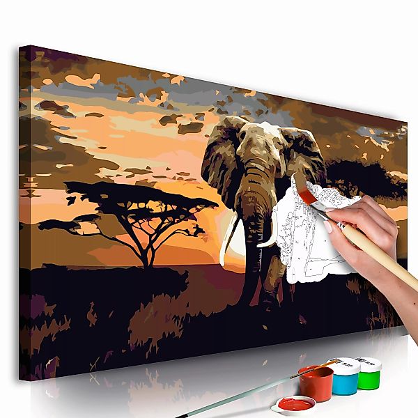 Malen Nach Zahlen - Elefant In Afrika (brauntöne) günstig online kaufen