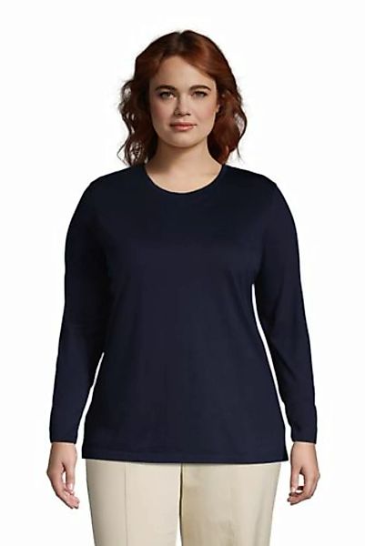 Supima-Shirt, Langarm in großen Größen, Damen, Größe: 56-58 Plusgrößen, Bla günstig online kaufen