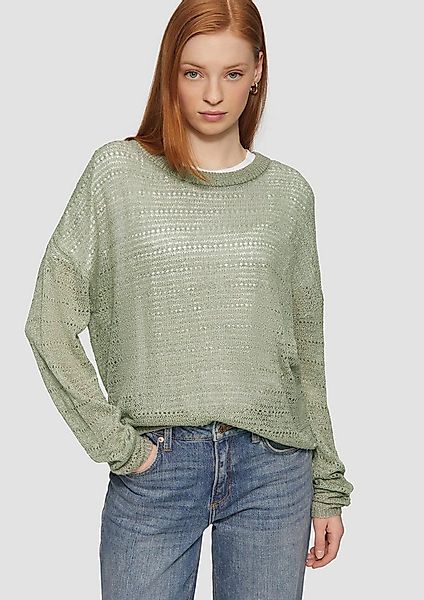 QS Longpullover Strickpullover leichter Pullover mit Ajourmuster günstig online kaufen
