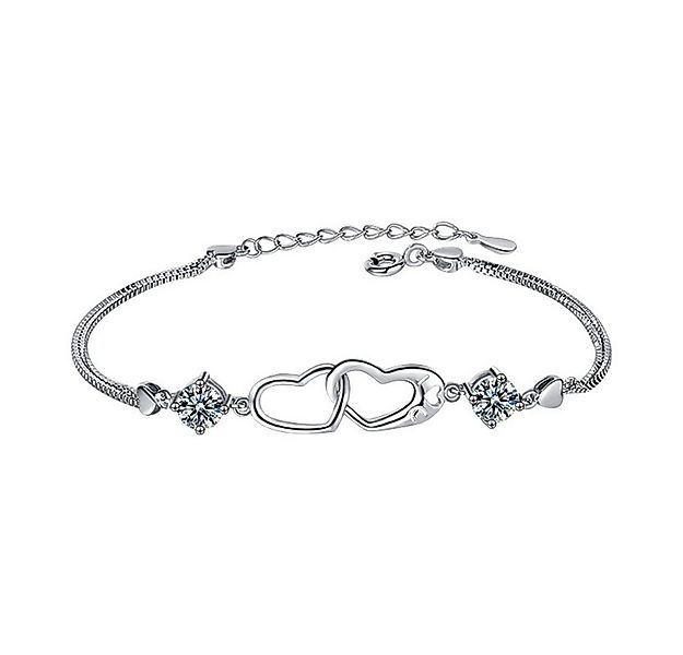 POPOLIC Armband 925er Sterlingsilber-Zirkonia (synth)-Herz-Armbänder für Da günstig online kaufen