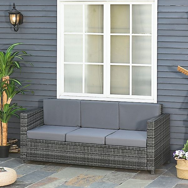 Outsunny Loungesofa Poly-Rattan Sofa mit Kissen günstig online kaufen