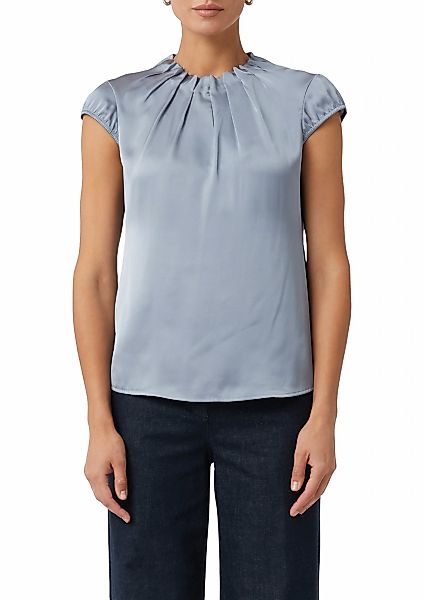 Comma Shirtbluse, Satin, mit gerafftem Stehkragen günstig online kaufen