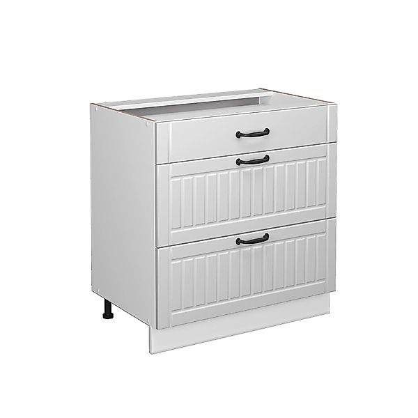 Vicco Unterschrank Fame-Line Weiß Landhaus/Weiß, 80 mit 3 Schubladen ohne A günstig online kaufen