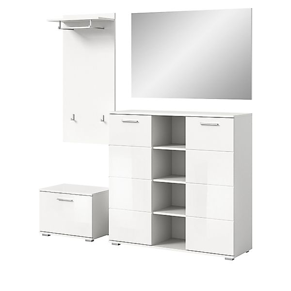 Inn.Furn Garderoben-Set 4-teilig Weiß Hochglanz 180 x 191 cm Grazie günstig online kaufen