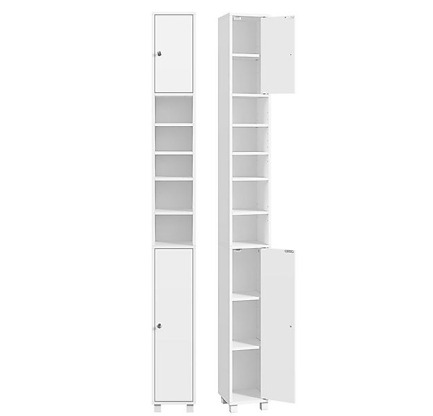 Yaheetech Hochschrank Schmaler Badezimmerschrank 181 cm (H) mit 2 Türen & O günstig online kaufen