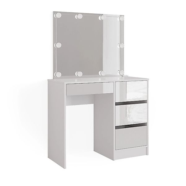 Vicco Schminktisch Sherry, Weiß Hochglanz, 90 cm mit LED Beleuchtung günstig online kaufen