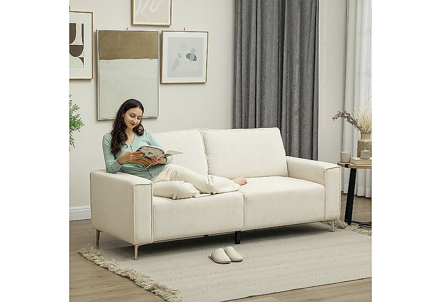 HOMCOM 3-Sitzer Dick Gepolstert Couch mit Armlehnen, Rückenkissen, Wohnzimm günstig online kaufen