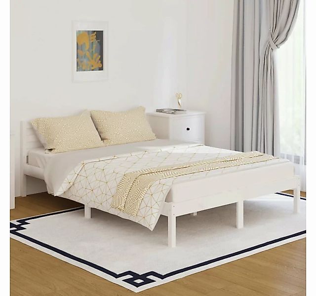 furnicato Bett Massivholzbett Kiefer 140x200 cm Weiß günstig online kaufen