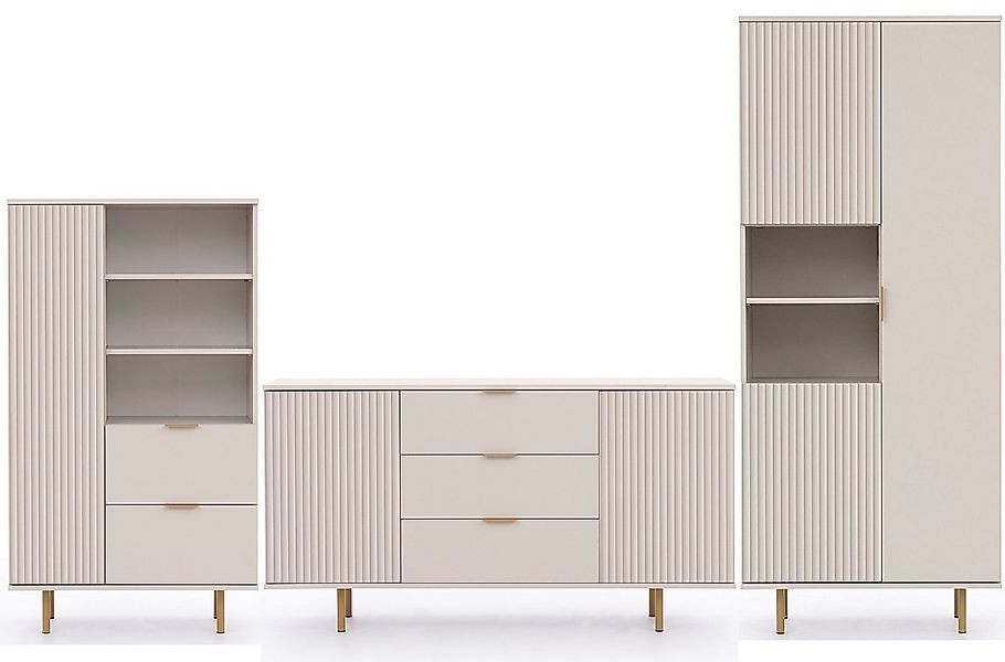 Marmex Möbel Wohnzimmer-Set NUBIA SET 09 Wohnzimmer-Set Regal Kommode Stand günstig online kaufen