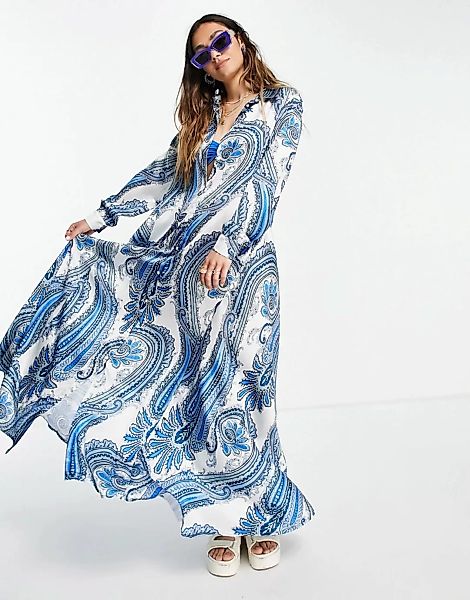 Resume – Themis – Kleid mit Muster in Blau günstig online kaufen