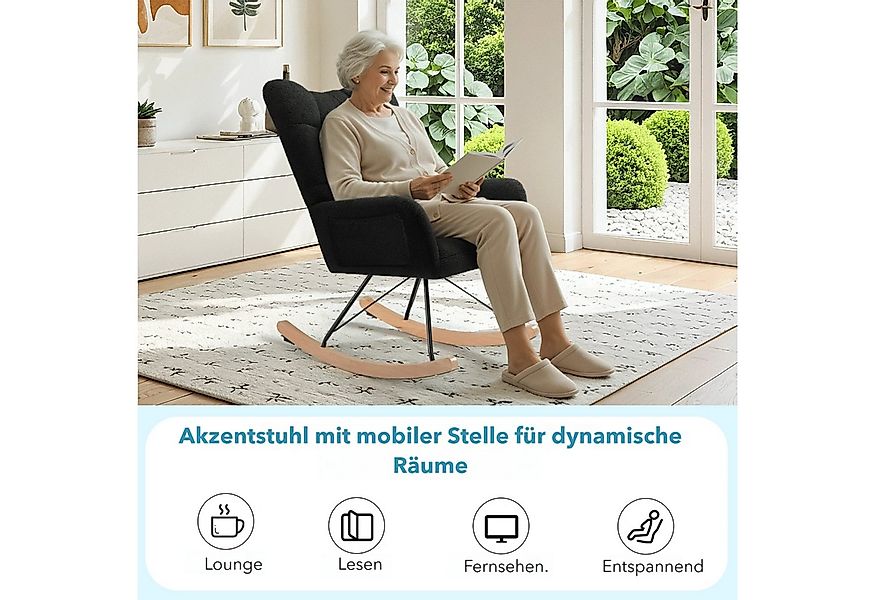 TLGREEN Schaukelstuhl wohnzimmer,Schaukelsessel mit Armlehne, (Teddystoff G günstig online kaufen