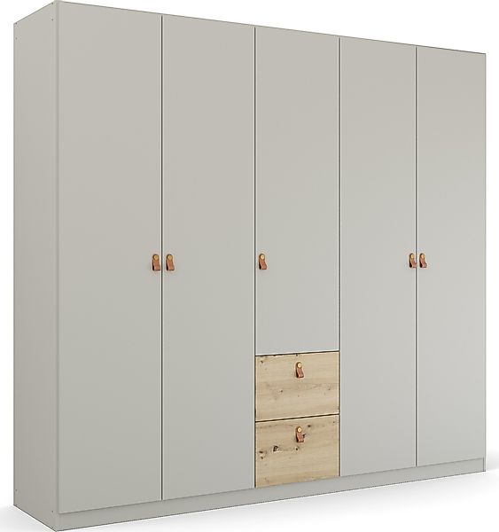 rauch Drehtürenschrank "Homey by Quadra Spin" mit cognacbraunen Ledergriffl günstig online kaufen