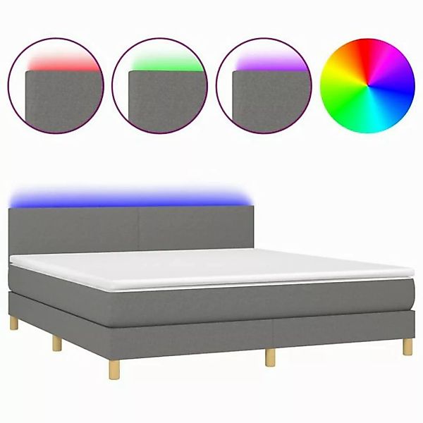 vidaXL Boxspringbett Boxspringbett mit Matratze LED Dunkelgrau 180x200 cm S günstig online kaufen