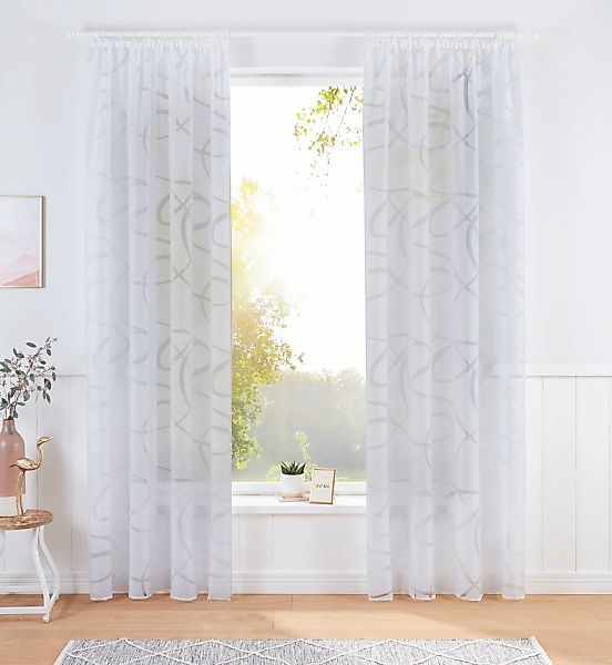 Bruno Banani Gardine "Tilo" Kräuselband 1 Stk. tlg. transparent, Ausbrenner günstig online kaufen