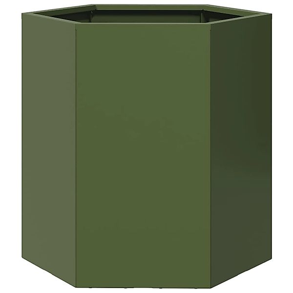 vidaXL Pflanzkübel Olivgrün Sechseckig 46x40x45 Stahl 851114 günstig online kaufen