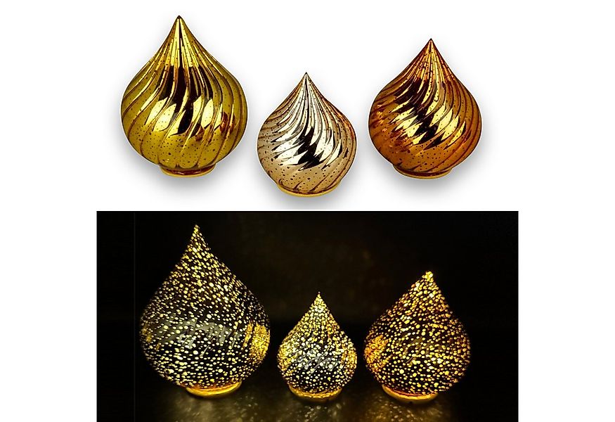 Online-Fuchs LED Dekolicht - 3 Glastropfen mit LED-Lichterkette, Funkeleffe günstig online kaufen