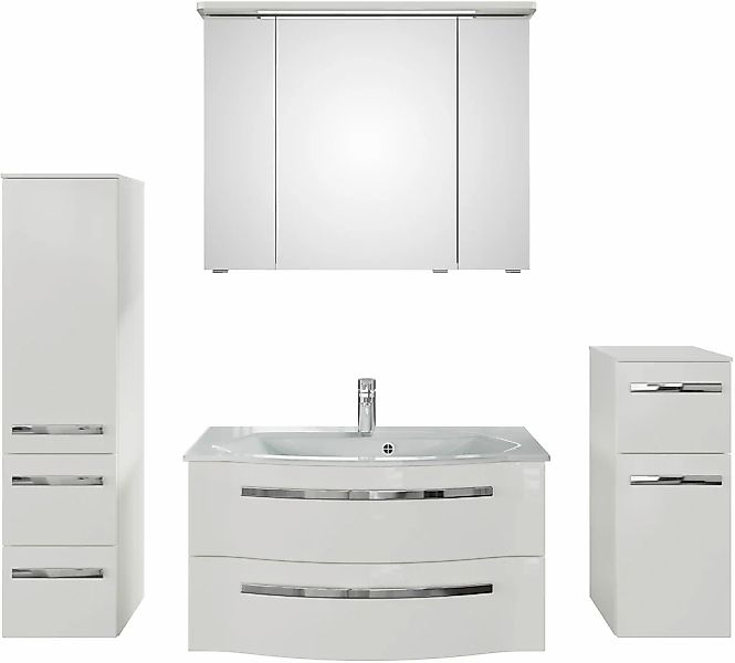 Saphir Badmöbel-Set "Serie 4005, vormontiert, Glaswaschbecken, Spiegelschra günstig online kaufen