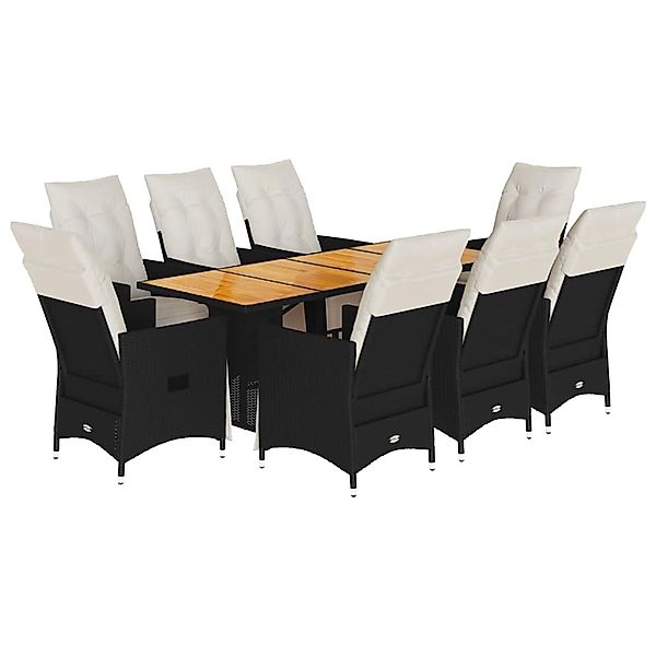 vidaXL 9-Tlg Garten-Essgruppe mit Kissen Schwarz Poly Rattan 3276862 günstig online kaufen