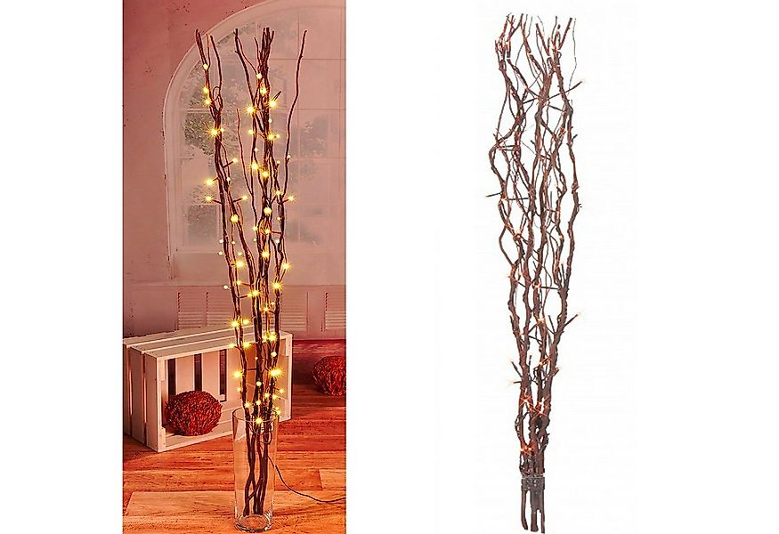 INDA-Exclusiv Lichtervorhang Lichterzweige / Dekozweige mit 80 LEDs braun günstig online kaufen